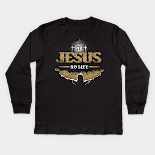 No Jesus No Life Christian Design Kids Long Sleeve T-Shirt